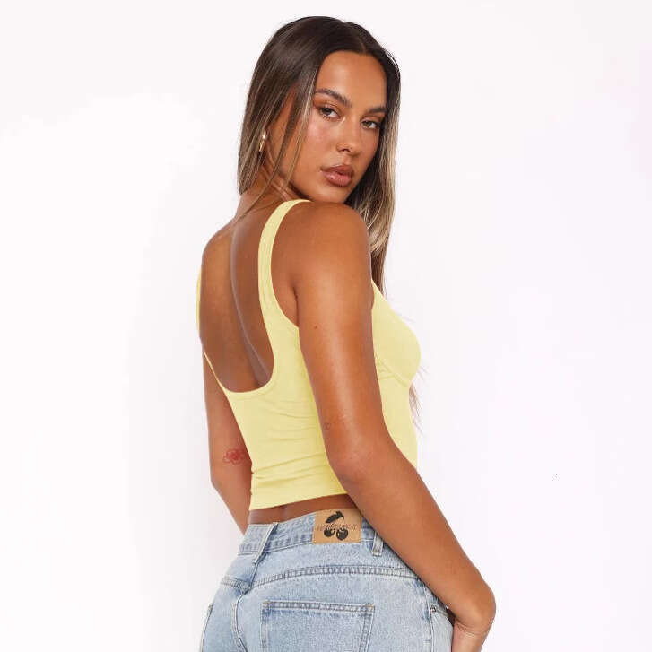 2025 Street Style Solid Color New Vest Sexy Sleeveless Slim Fit Crop Top Summer Y2K Small V-neck 1062
