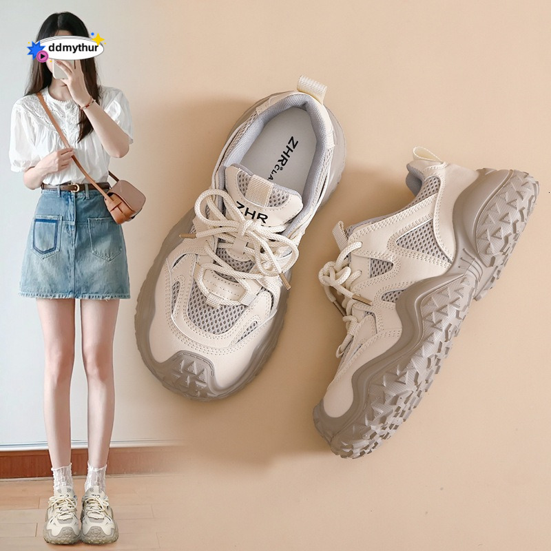 Lightweight Non-Slip Dad for Women, Mesh Breathable Chunky Cute Casual Shoes, Thick-Soled Sports Hiking Shoes ddmythur