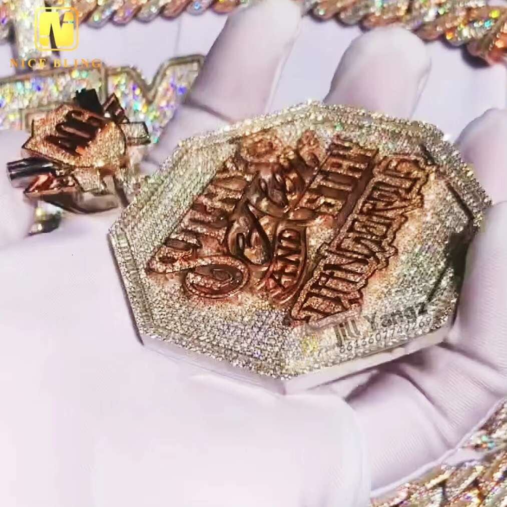 Custom Moissanite Pendant Iced Out Jewelry Gold Plated VVS Moissanite Diamonds Cuban Chain 3D Custom Name Hip Hop Letter Pendant