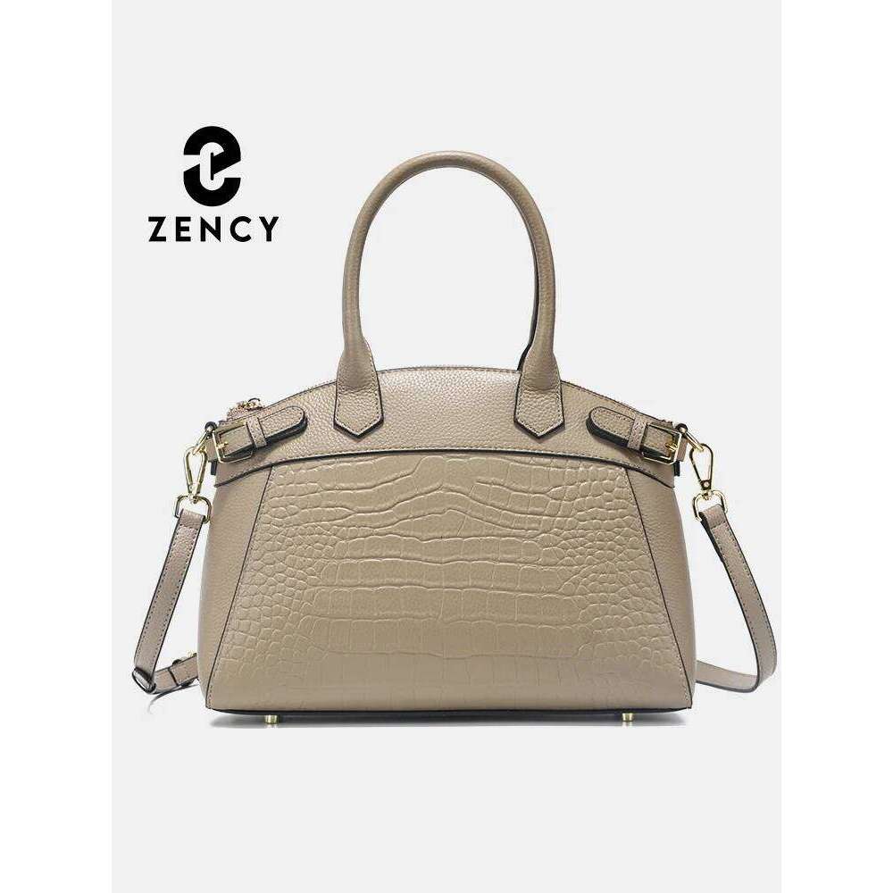 Zency Women's Genuine Leather Tote Shoulder Bag Fashion Handbag Bucket Large Shopper Crossbody Sac 2025 Top Handles