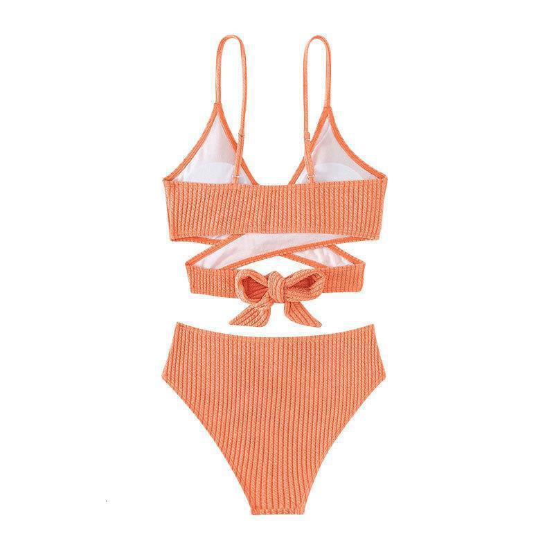 Outdoor Summer Beach Sexy Women Free Shipping 2025 New Designer Shoes Bikini 2025 New Solid Color Lace Up Split Swimsuit Women's Suspender Bikini