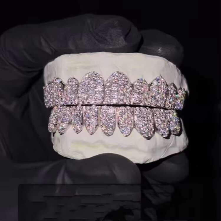 Custom Made Personalized VVS Moissanite Diamond Dental Grills Mens Hip Hop Jewelry 925 Sterling Silver Iced Out Grillz for Teeth