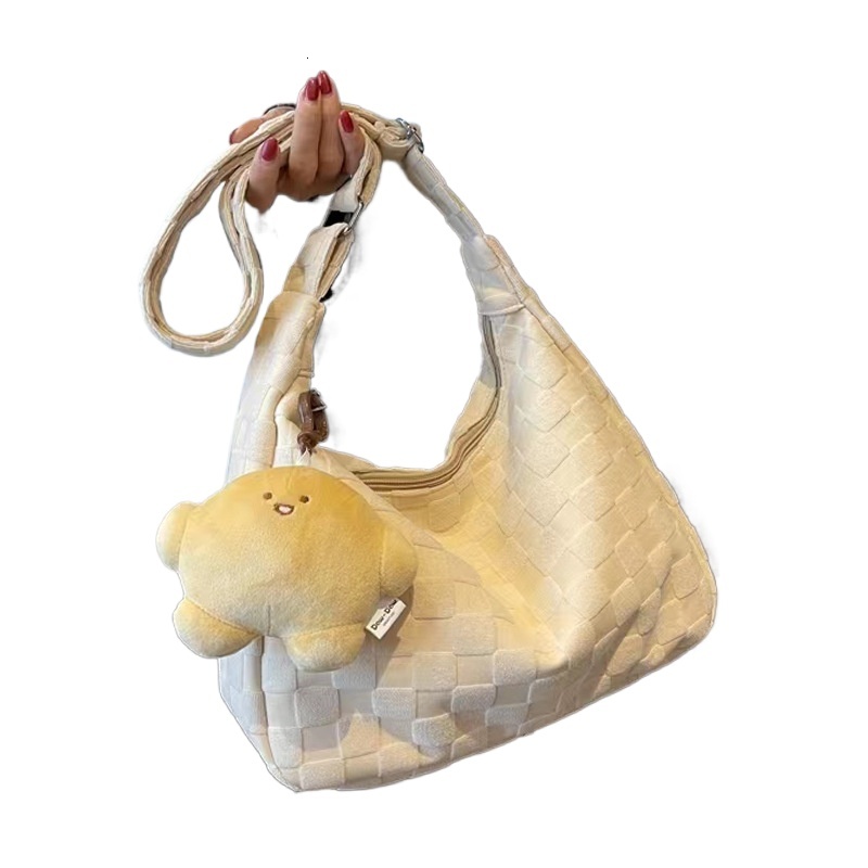 designer Ins Style Large Capacity Canvas Bag for Women Korean Version Literary Single Shoulder Handheld Tote Bag for Female College Students Class Cro