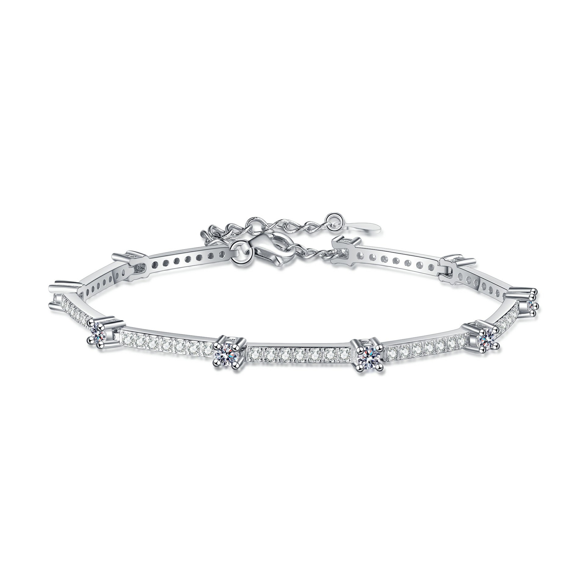 S925 Silver Moissanite Bracelet Elegant Minimalist Design, Ideal for Casual and Formal Wear, Perfect for Gifting on Special Occasions, Adjustable Fit