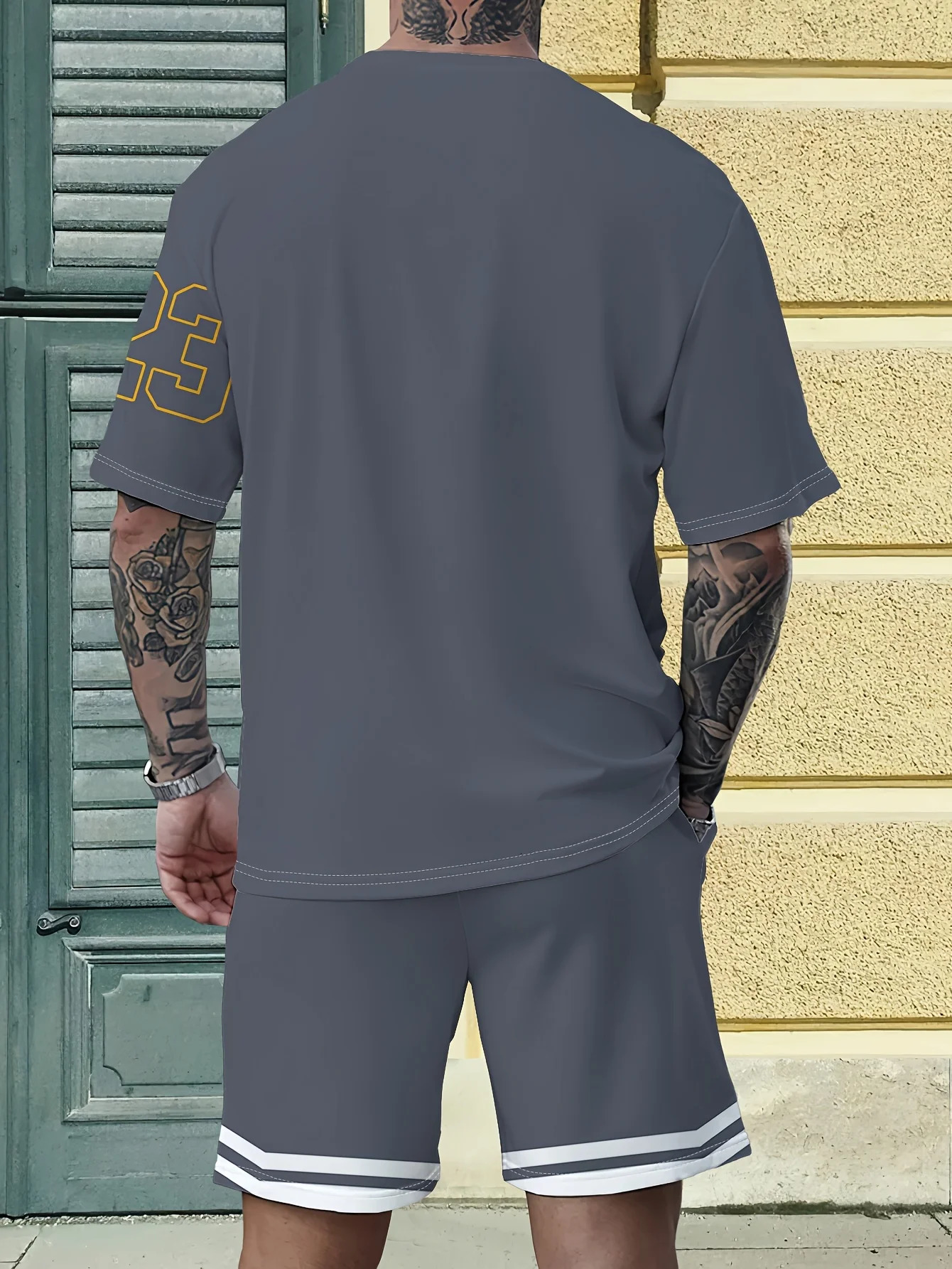 Summer Mens Sports TShirt Shorts Suit 2025 Breathable Sweat Fast Drying Loose Round Neck Running Workout Clothes 250530