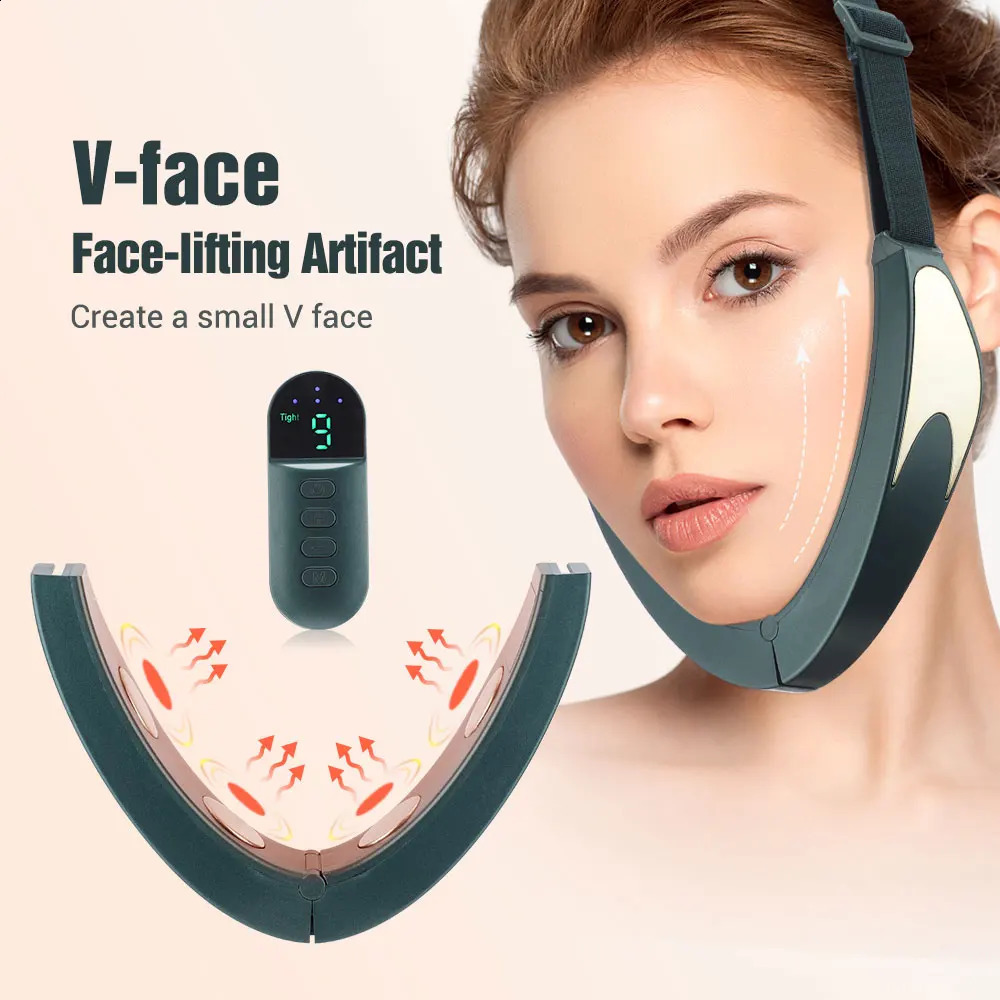 Electric V-face Face Lift Device 6Mode Heated Skin Rejuvenation Double Chin V Face Vibration Massager Wireless Remote Control 250523