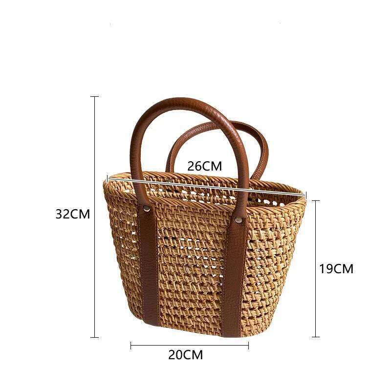 2025 Vieam Pure Handmade Outing Basket Hand-Woven Rattan Handbags Trendy Designer Boho Style Picnic Travel Clutch Bags