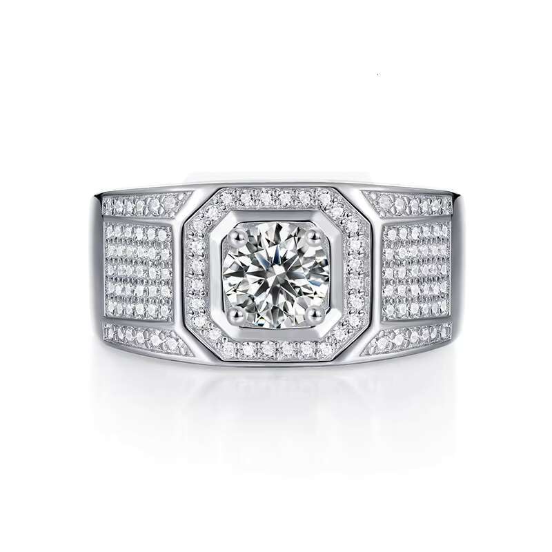 2022 New Engagement Ring Wholesale Moissanite Rings Man Moissanite Ring S925 Sterling Silver for Wedding 925 Silver Hiphop GRA