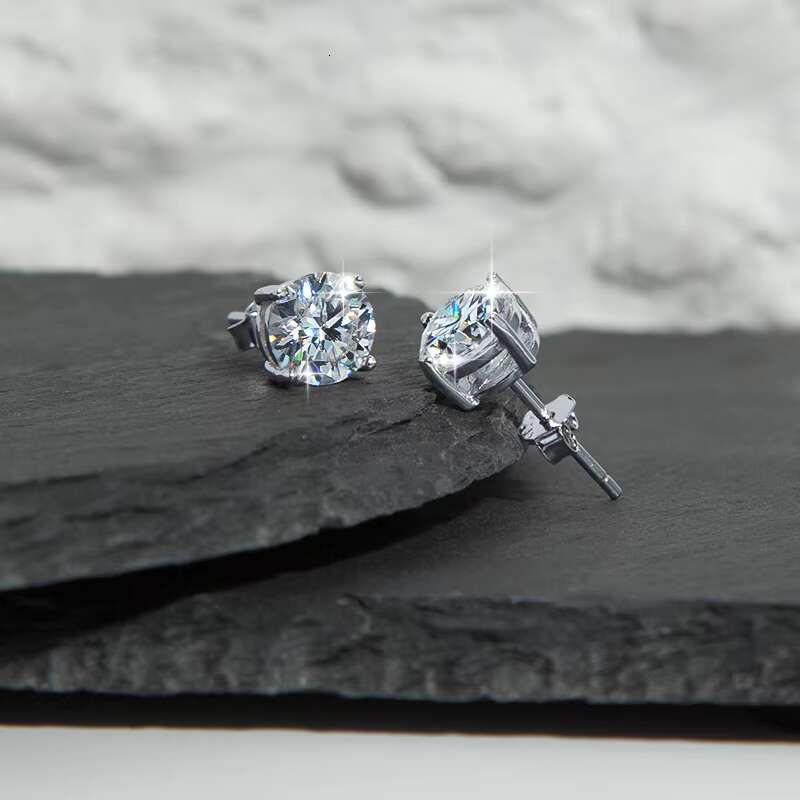 Pass Diamond Tester Cut Diamond Hiphop Stud Earrings Moissanite S925 Silver for Men Women Jewelry With GRA Certificate