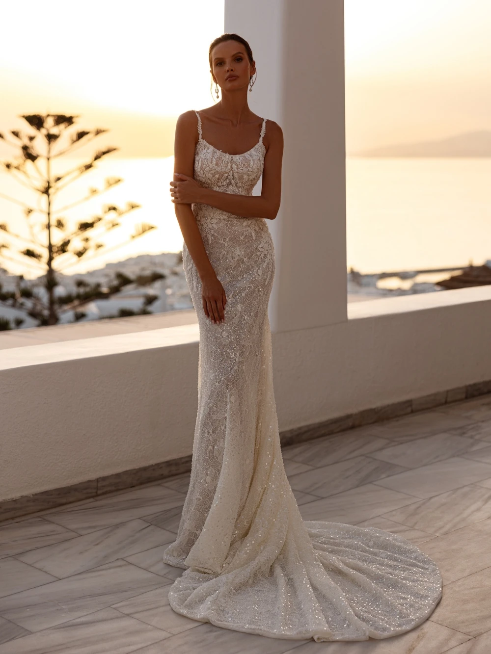 Simple A Line Wedding Dress For Women Spaghetti Straps Sleeveless Bridal Gown Appliques Lace Detachable Train Dresses Custom Made vestidos de novia