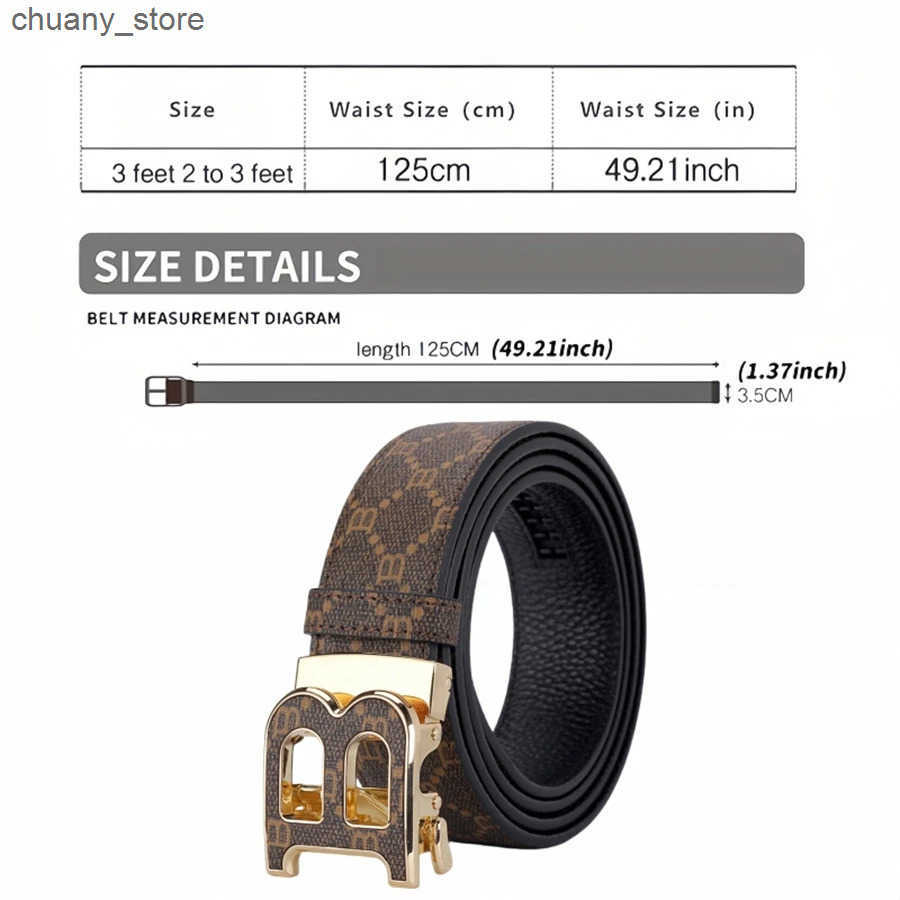 New Automatic Buckle Men Belt Fashionable B-Shaped Casual Business Belt Classic Letter Automatic Buckle PU Leather Belt z250602