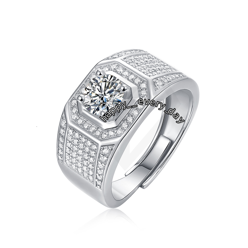 2022 New Engagement Ring Wholesale Moissanite Rings Man Moissanite Ring S925 Sterling Silver for Wedding 925 Silver Hiphop GRA