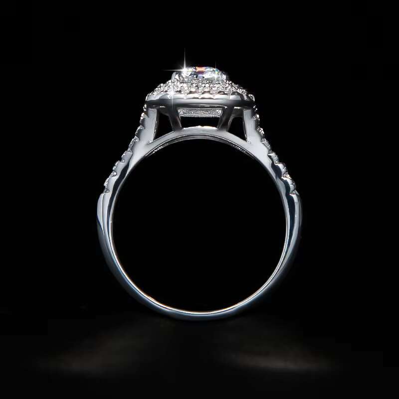 With GRA Certificate S925 Sterling Silver 5*7mm 1ct Emerald Cut Moissanite Ring for Women Engagement Wedding Band