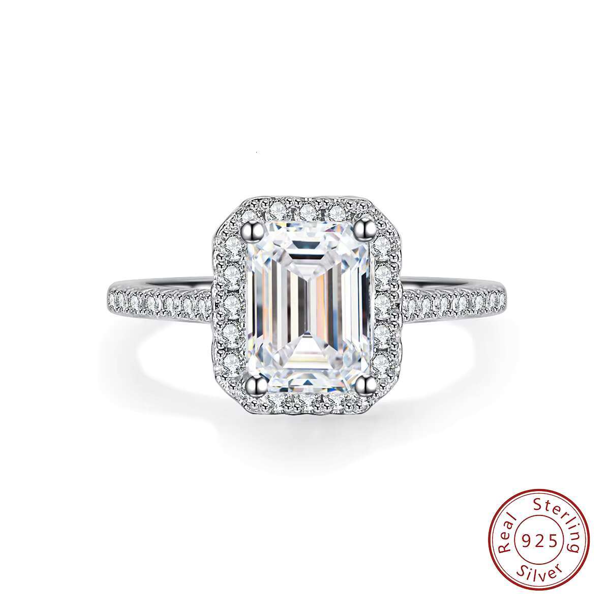 GRA Certificate Emeraude Cut 1 2ct Diamond Moissanite Rings 925 Sterling Silver for Women Wedding Engagement Jewelry Gifts