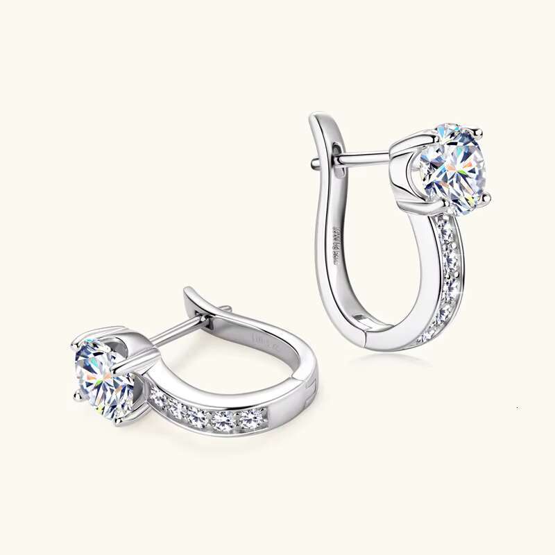 Simple 925 Sterling Silver Shiny Moissanite Chunky 18k Gold Plated Hoop Earrings for Women