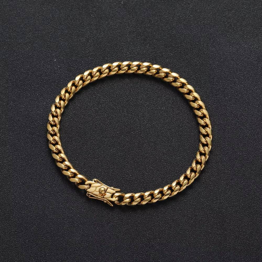 SB003-6MM 6mm 6" 7" 8" 9" 10" Stainless Steel Cuban k Hip Hop Chain Bracelet