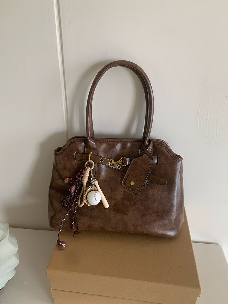 designer Vintage Lazy Style Briefcase Bag for Women, Large Capacity, Textured, Versatile, Simple, Niche Design, Handheld and Shoulder Tote Bag
