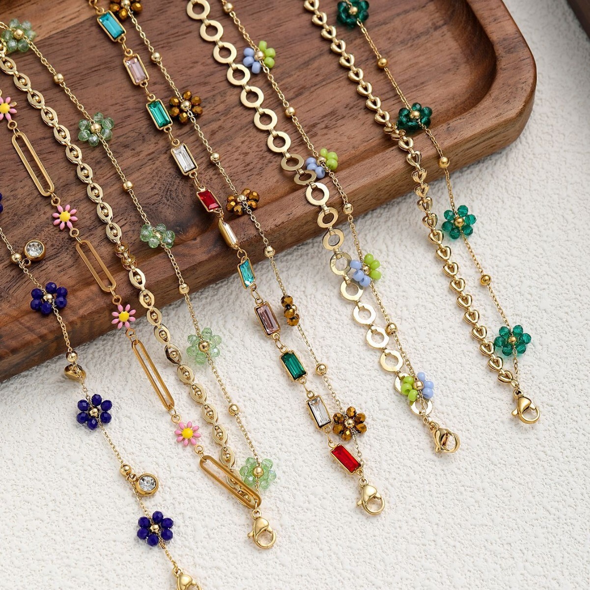 Fashionable Design Korean Jewelry Bell Rhinestone Star Jade Anklet Fashion Gold-Plated Bracelet Mixed Batch