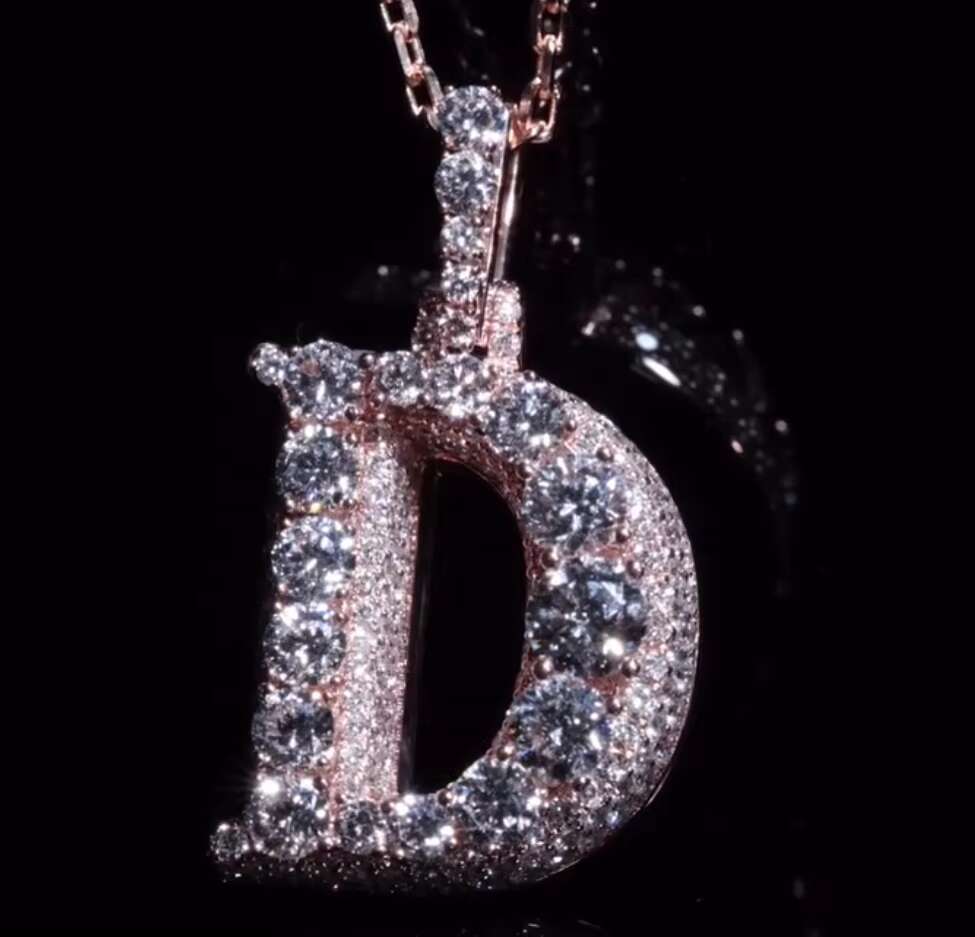 Brilliant Moissanite Diamond Hip Hop Jewelry Charm Letter Pendant Custom Iced Out Pendant Sterling Silver 925 Moissanite Pendant