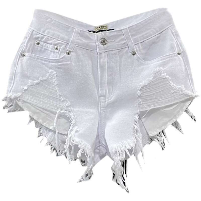 Denim Shorts Jeans Shorts Fashion Low Waist Shorts For Women Frayed Hem New Summer White Denim Ripped A Line Hot Pants Trend Ripped Short Jeans