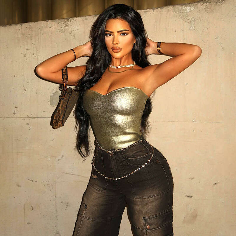 European and American women's clothing 2025 new INS street fashion lingerie style strapless top with tight waistband