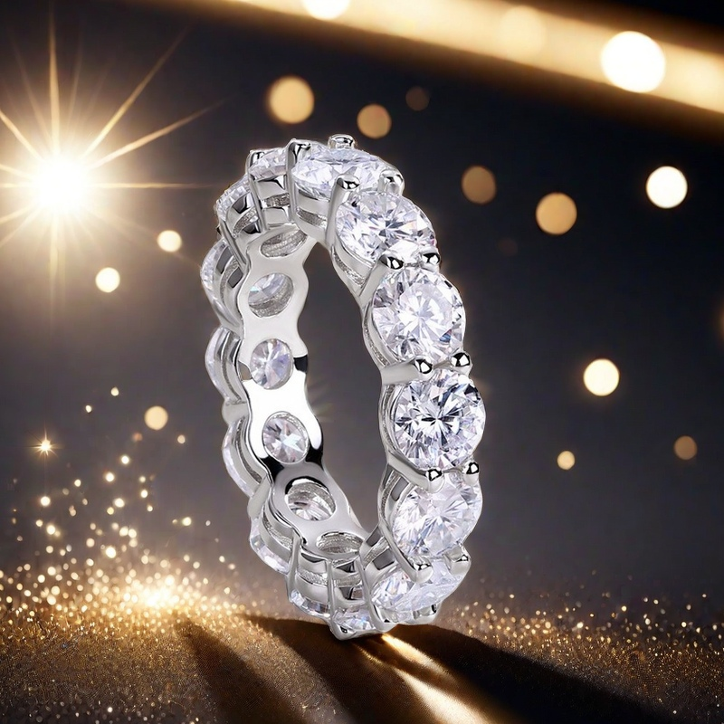 D color VVS1 0.5CT Moissanite band ring S925 sterling silver full circle Moissanite band ring Fashionable individual best-selling style jewelry band r
