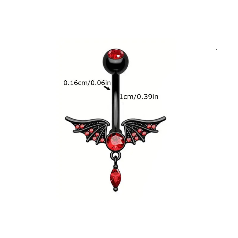 14G Stainless Steel Belly Piercing Jewelry Gothic Bat CZ Belly Button Rings Halloween Navel Ring Fashion Trendy Body Jewelry 250530