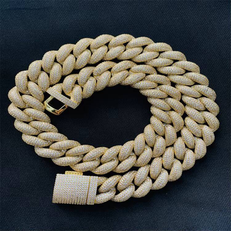 Miami West Coast Style 20mm Cuban k Hip Hop Chain Necklace Fully Covered 3A Zircon Men's Rap Singer Jewelry