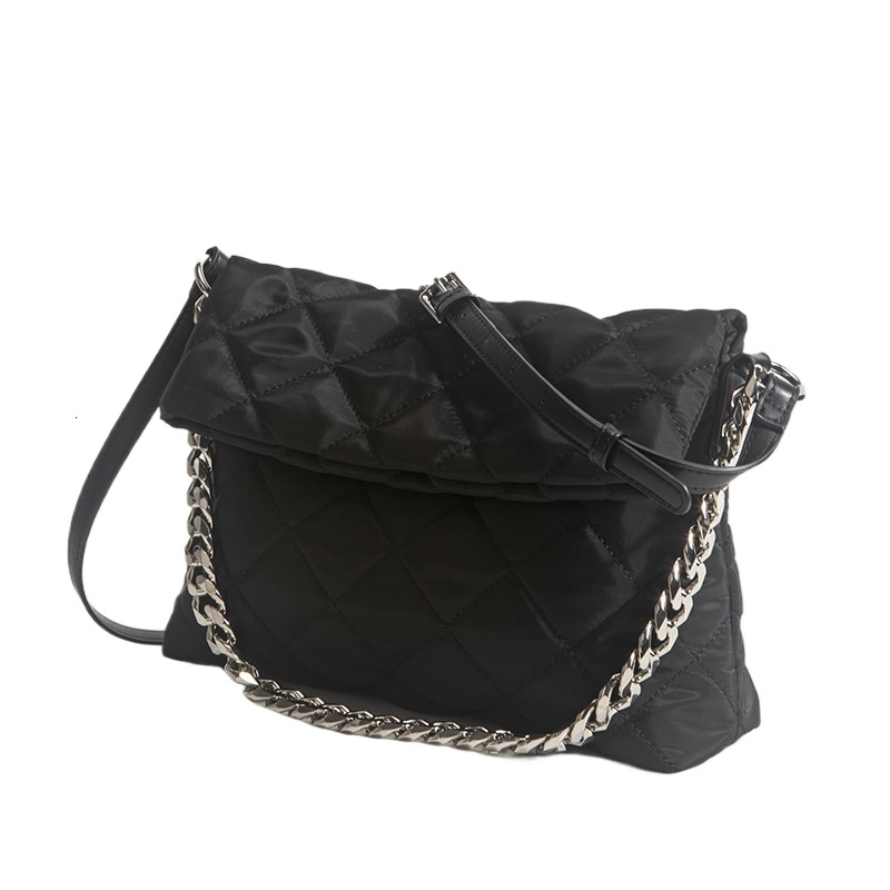 designer Korean Style High-End Thick Chain Small Square Bag for Women, Autumn and Winter Fashion Large Capacity Tote Bag, Oxford Fabric Niche Crossbod