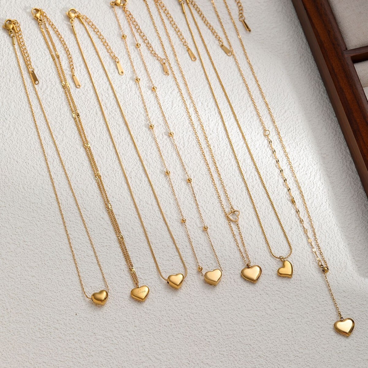 Korean and Japanese Minimalist Style Heart Pendant Choker Collarbone Chain Titanium Steel Plated Women's Jewelry Color Retention