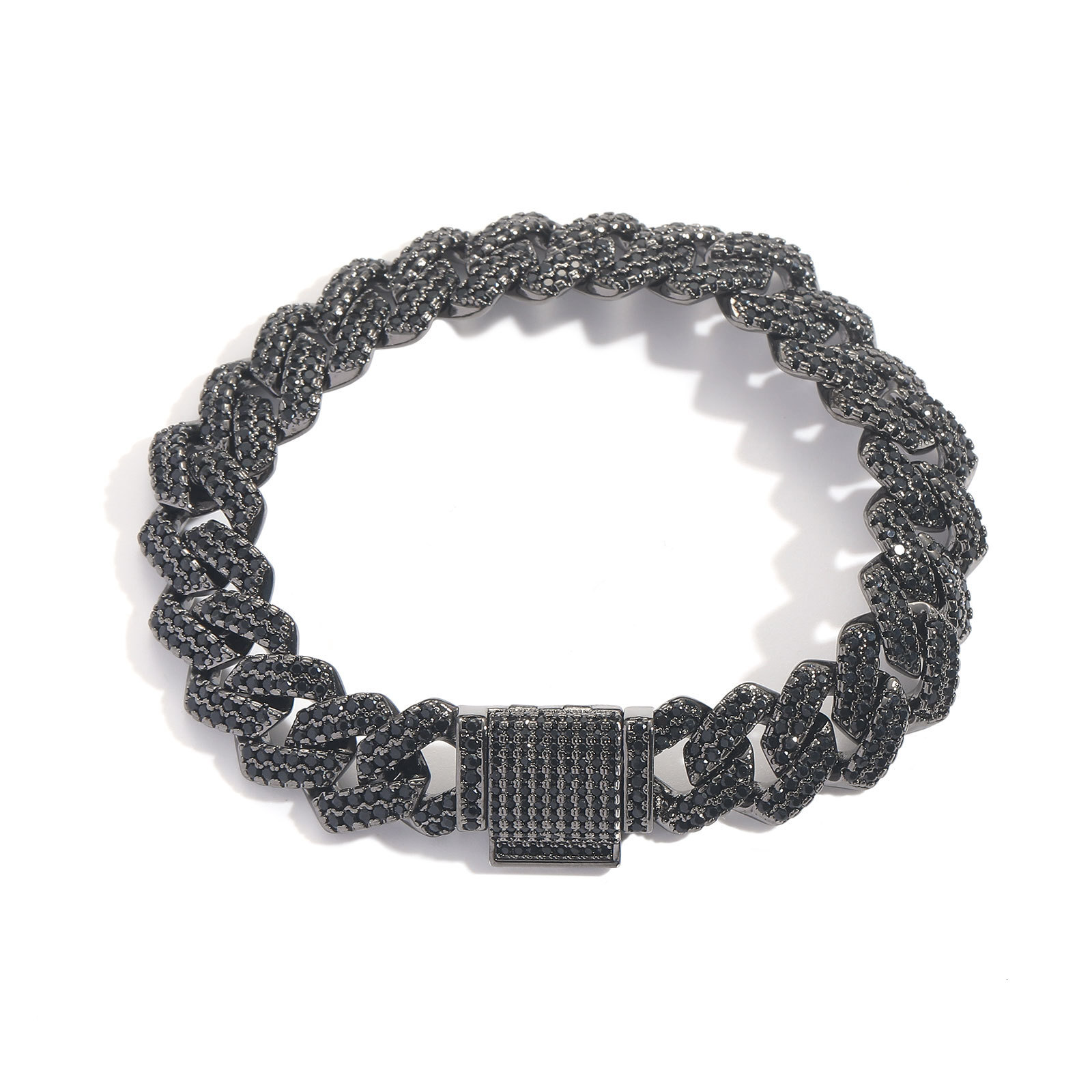 Bracelet Black Moissanite 10-13-15-20mm Rhombus Cuban Chain Trendy Hip-Hop Personality Bracelet moissanite