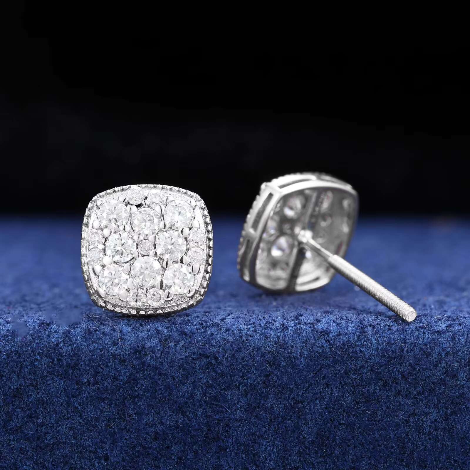 10K Real Gold Moissanite Diamond Screw Back Stud Earring for Women Brilliant White Gold Earrings