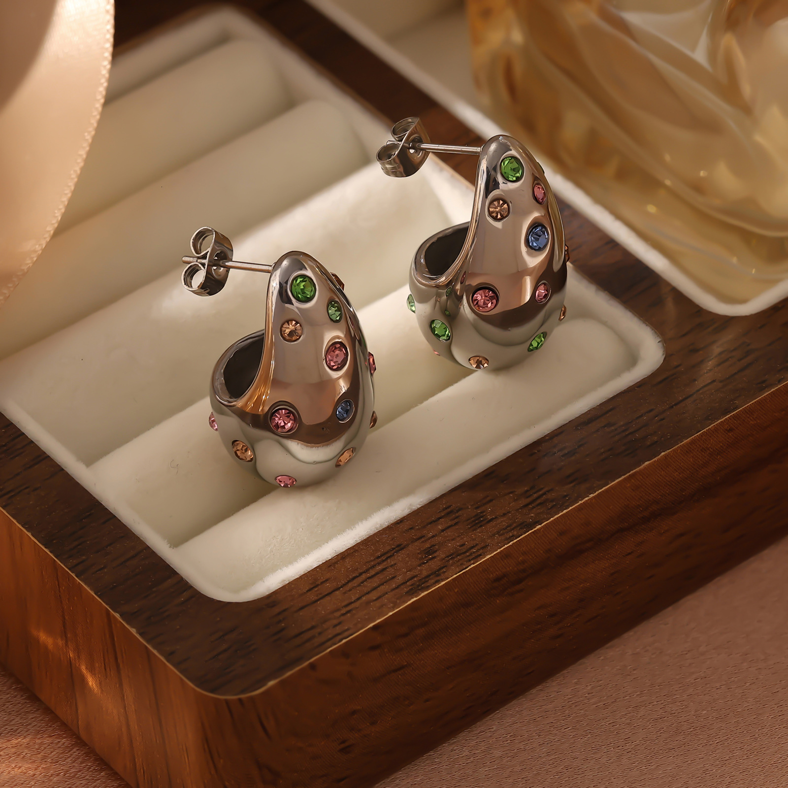 Sense Gold Chubby Water Drop Titanium Steel Women's Fashion Versatile Geometric Earrings