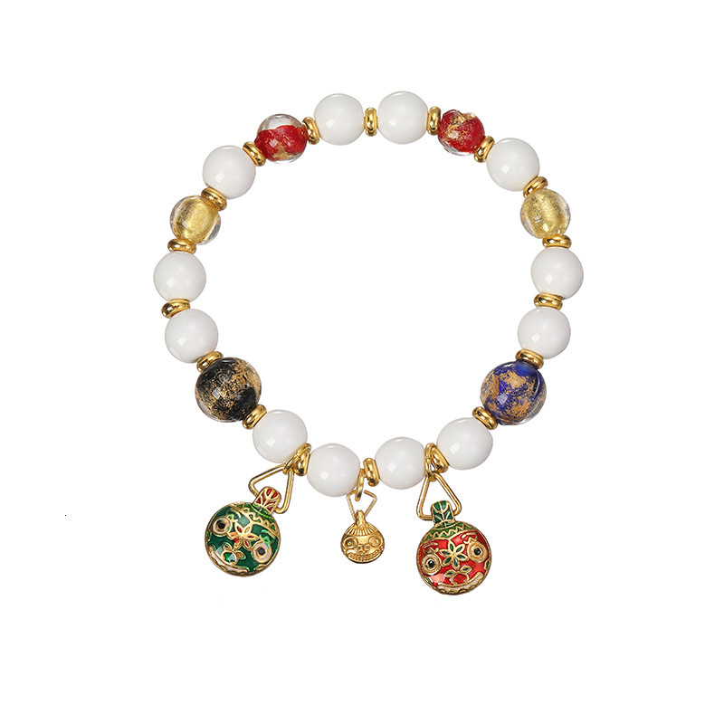 Fragrant Grey Glass Stone Five Elements Multi Treasure Swallowing Gold Hand String Celestial Beast Agate Bracelet