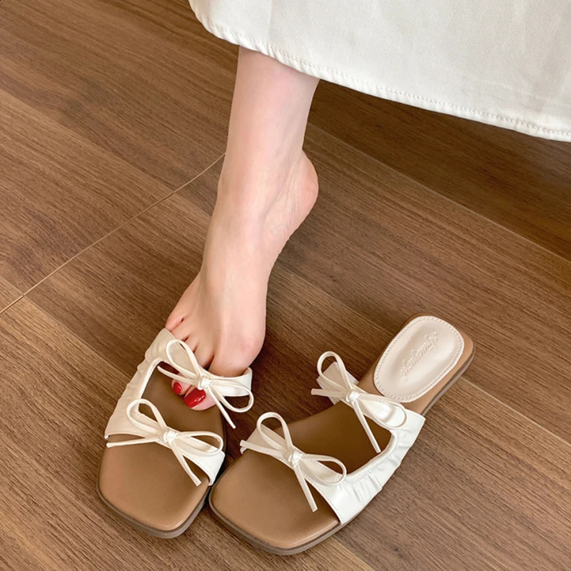 Summer Women Gladiator Slippers Fashion Butterfly-knot Flats Slide Ladies Casual Beach Dress Sandalias 250528