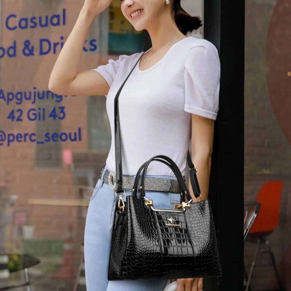 Three Layers Women Shoulder Bags Designer High Quality Patent Leather Messenger Casual Tote Bag Large Capacity Hand Bags