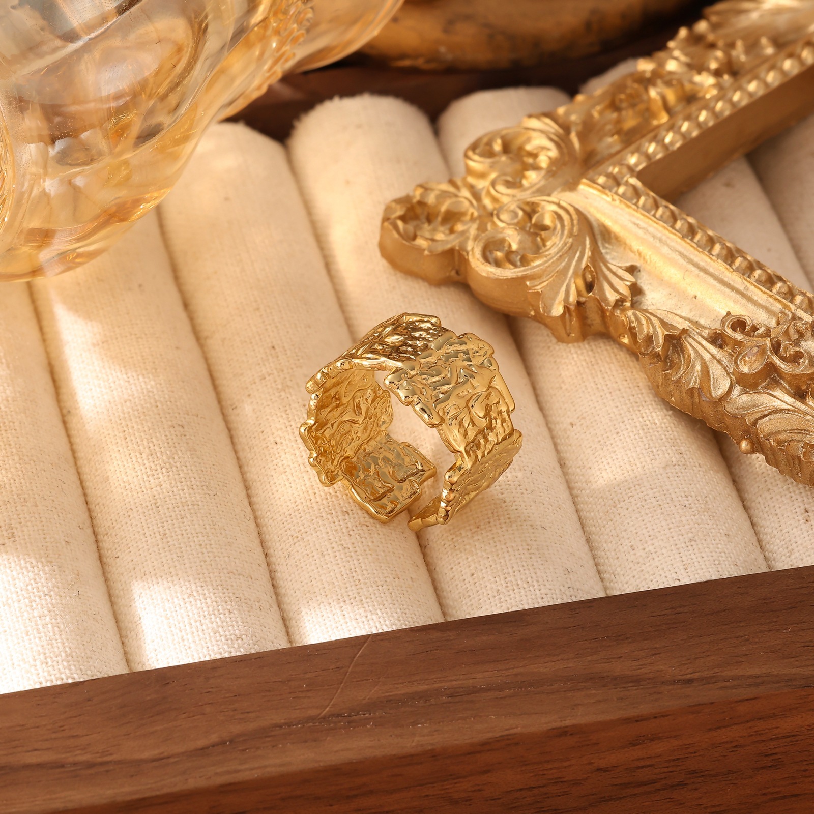 Exquisite Atmosphere Red Tourmaline Chunky Square Ring Fashionable Versatile Jewelry Accessory