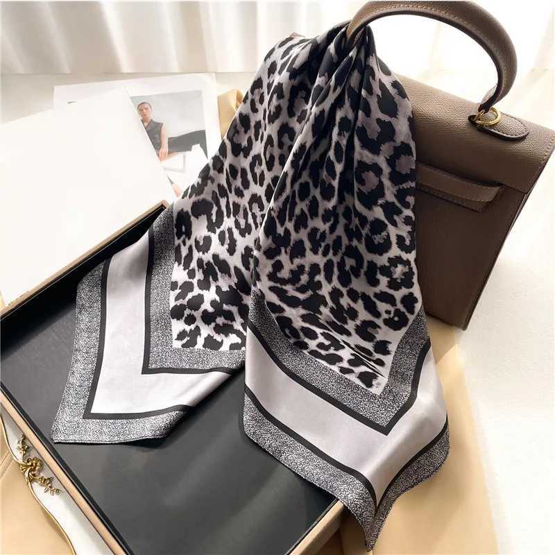68cm Leopard Print Scarf Womens Spring and Summer New Imitation Silk Scarves Fashion Versatile Headscarf Scarf Shawl W250602