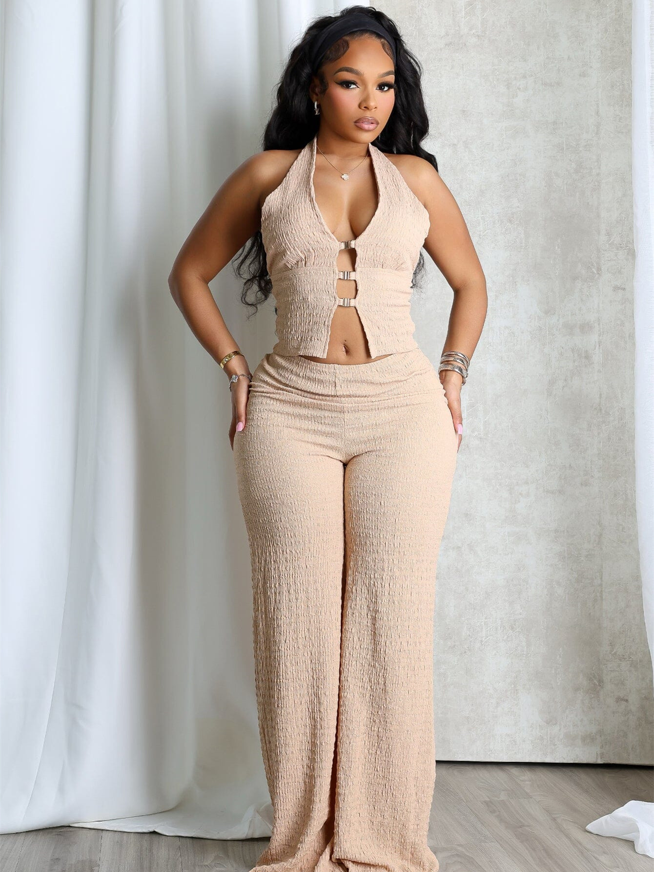 Designer T Shirt Summer New Amazon Hot Selling Halter Neck Sleeveless Backless V Neck Tube Top Button Sexy Fashion Jumpsuit Essentials Summer Dress