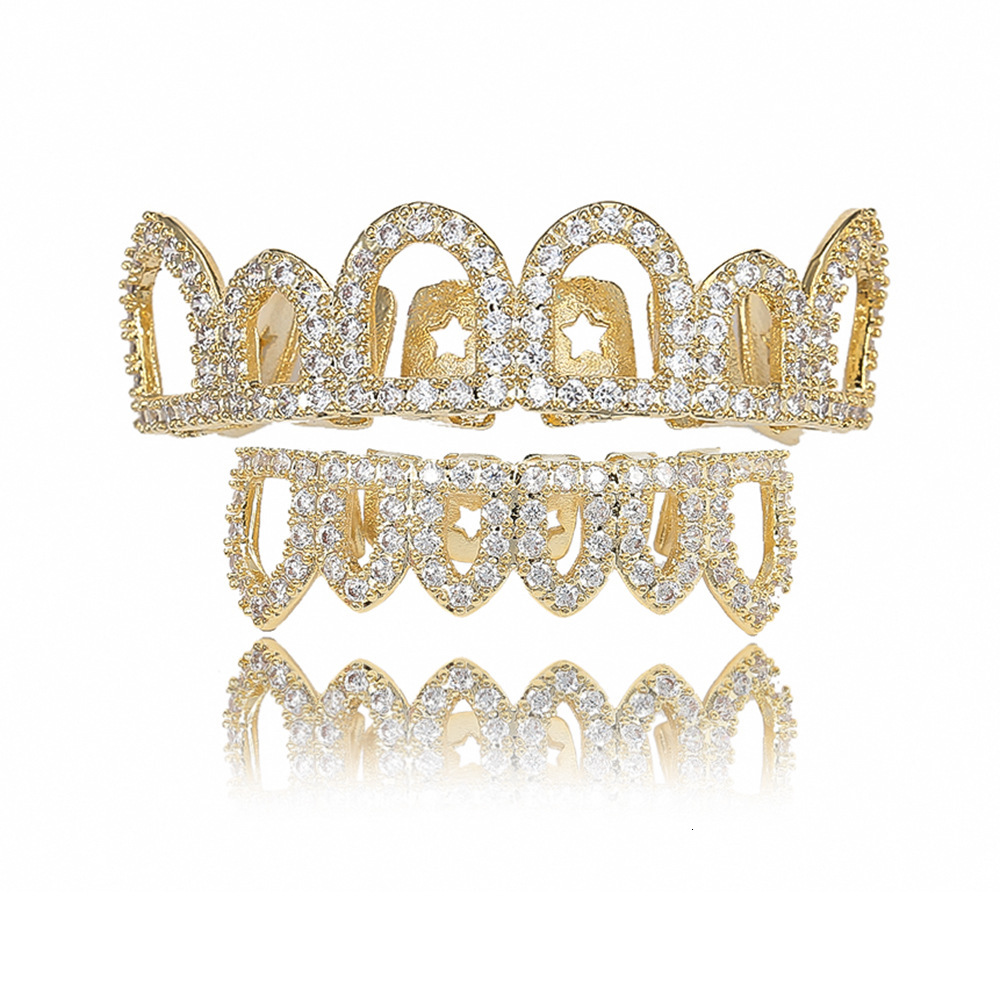 Hip hop gold teeth set a gift for Halloween moissanite