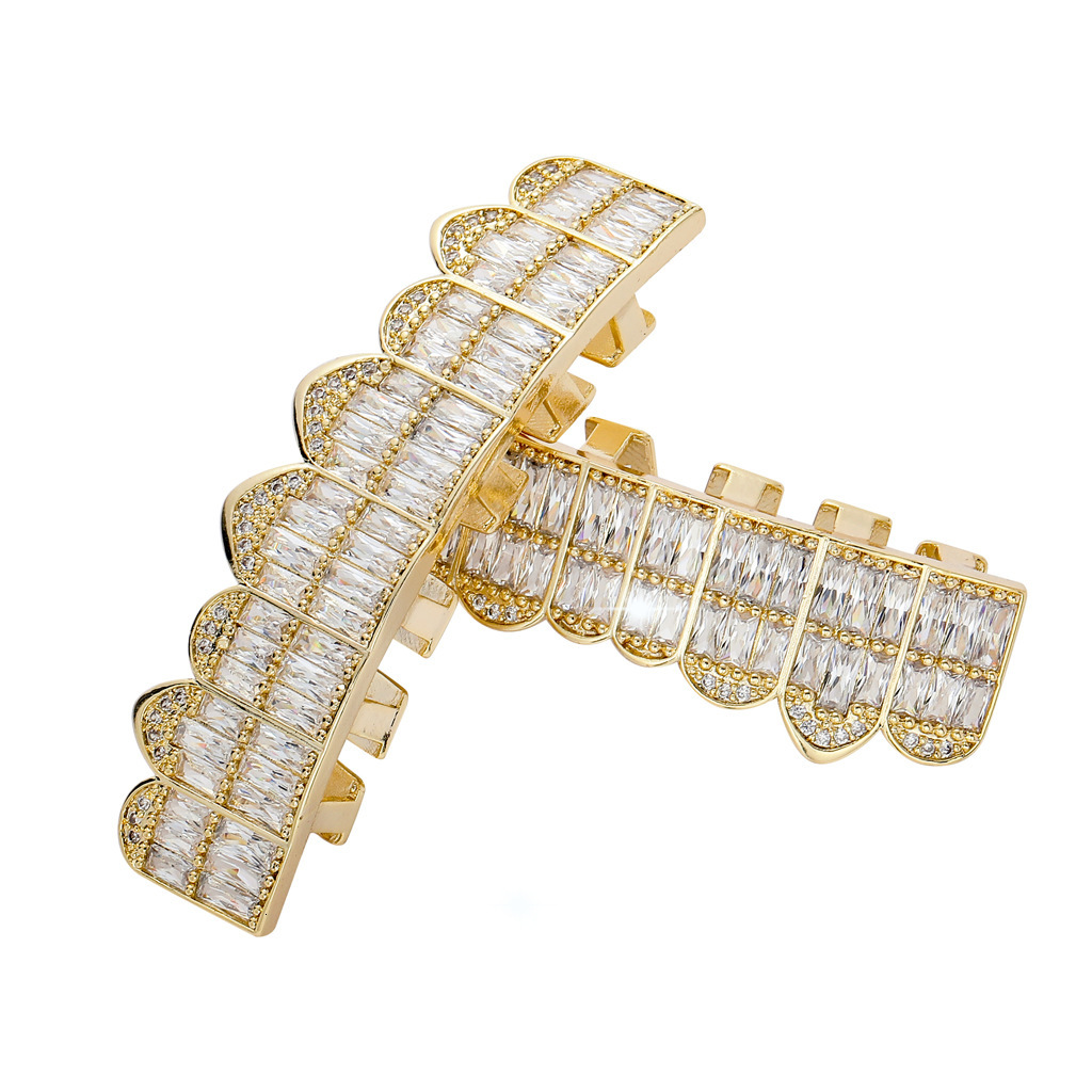 Hip hop micro inlaid Moissanite 8 teeth braces moissanite