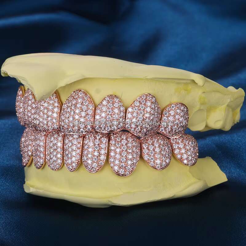 Custom Top Bottom Teeth Perm Cut VVS Moissanite Lab Diamond S925 Silver 10K 14K 18K Solid Rose Yellow White Gold Plated Grillz