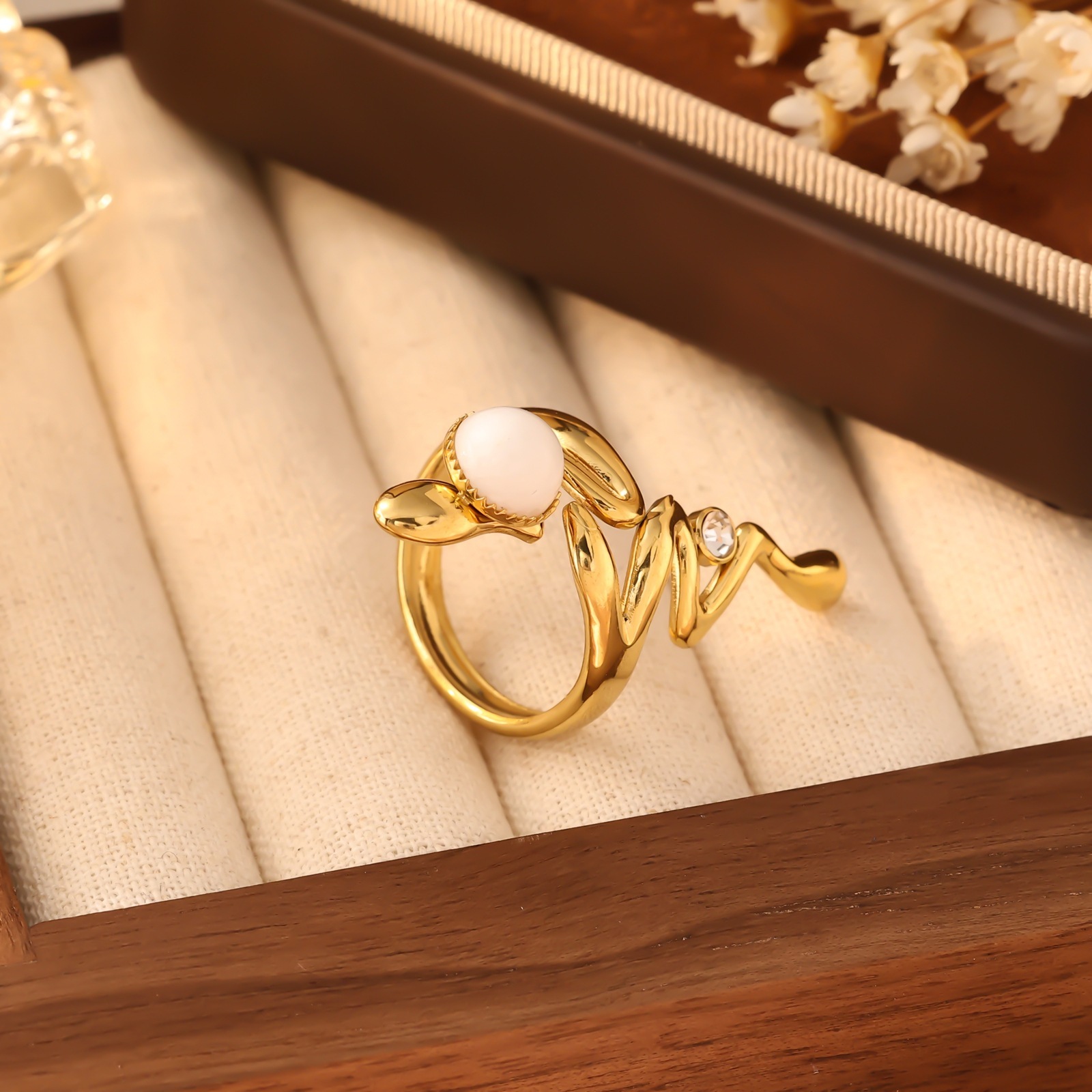 Snake Twisted Design Sense Multi-layer Polished Personality Bold Hip-hop Stainless Steel Ring Jewelry