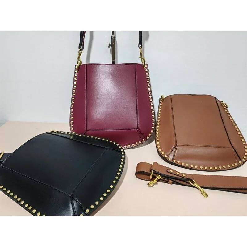 Designer Luxury 2025 New Retro Moon Crossbody Bag Genuine Leather Fashion Shoulder Handbag With Studs Classic Style Bag