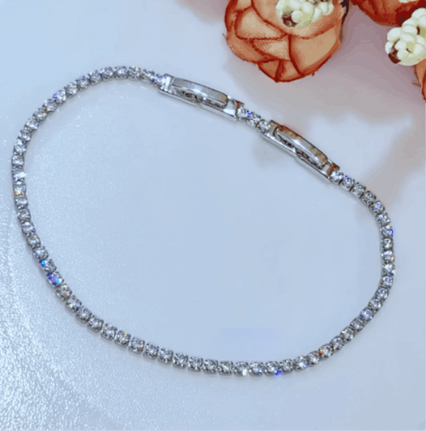 2MM Moissanit Tennis Women Designer Jewelry Plated Gold Zirconia Bracelets 7.5inch Iced Out Dia Bracelet for Wedding Bijoux Luxe with Box Free shippin