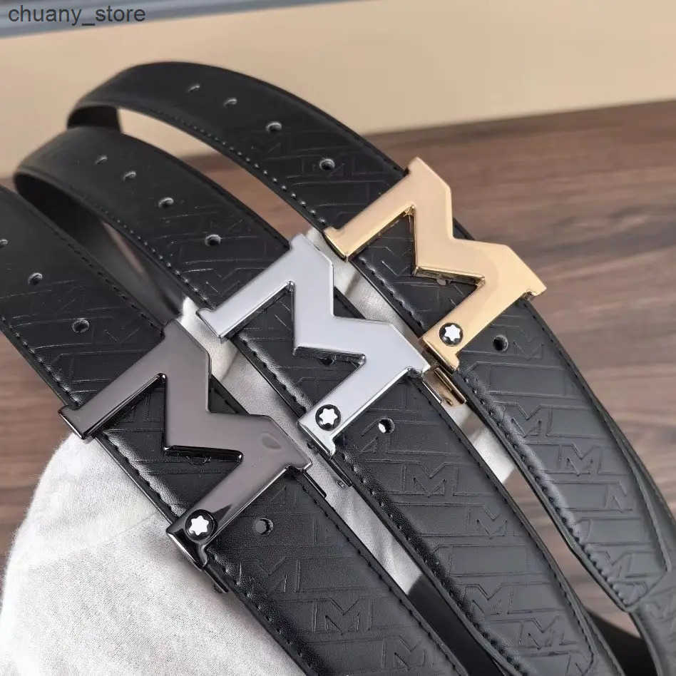 New Big M Automatic Buckle Men Belt Fashionable Letter Buckle Waist Belt Business Casual Leather Belt Genuine Suit Belt z250602