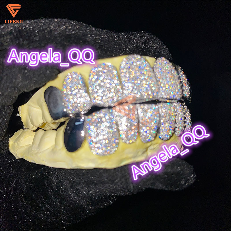 Custom Iced Out VVS1 Moissanite Diamond Teeth for Grillz 925 Silver White Gold Perm Cut Grillz Teeth Grillz Hip Hop for Men