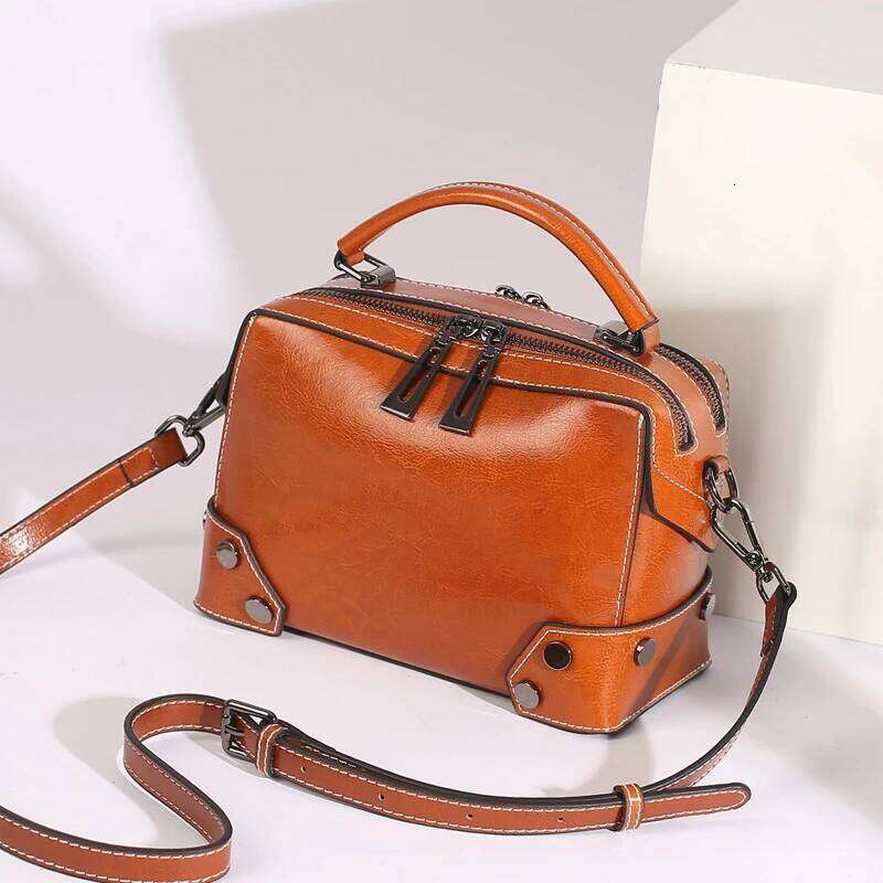 Hifashion Cowhide Genuine Leather Pillow Small Shoulder Crossbody Bags For Women 2025 Trend Designer Boston Tote Ladies Handbags