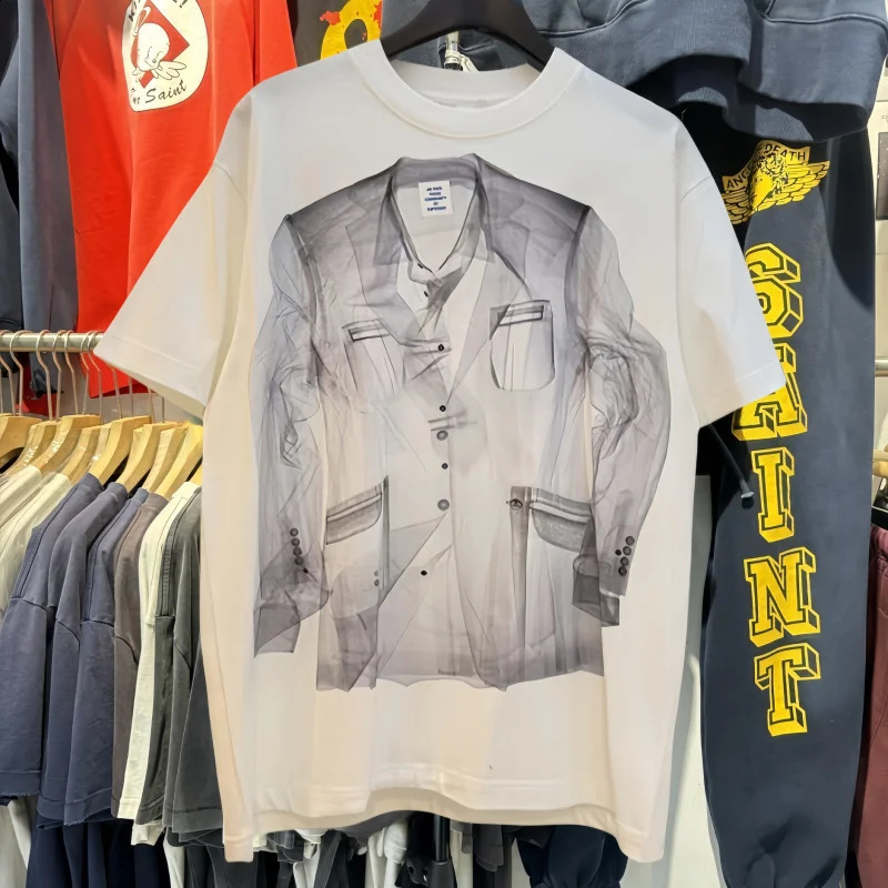 SUPER WAY White Cotton Tshirts Painted Men Women Crewneck Casual Tees T-shirts F-476# 250530