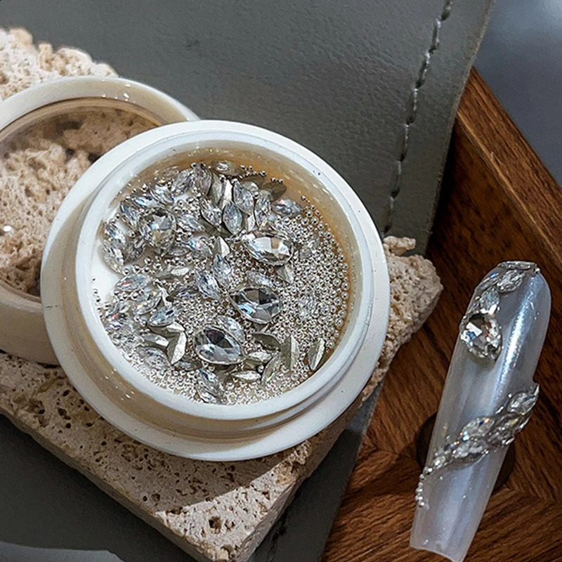 1Box Nail Art Rhinestones Multicolor Nail Decorations Crystal Serpent Flat Back Mixed Size Crystal Gems DIY Nail Art Rhinestone 250528